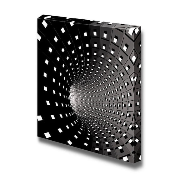 Canvas Prints Wall Art - Abstract Tunnel/Matrix Pattern | Modern Wall Decor/Home Decoration Stretched Gallery Canvas Wrap Giclee Print &amp; Ready to Hang - 16" x 16"
