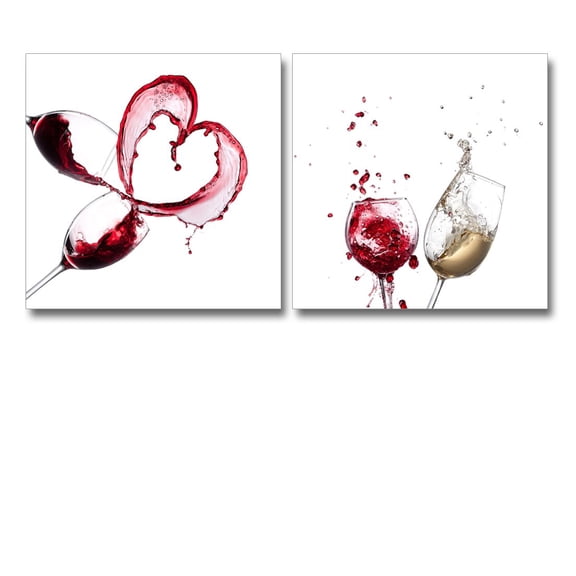 Canvas Prints Wall Art - Artistic Wine Splash Closeup | Modern Home Deoration/Wall Art Giclee Printing Wrapped Canvas Art Ready to Hang - 24"x24" x 2 Panels