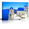 thumbnail image 1 of Canvas Prints Wall Art - Beautiful Blue Dome Churches of Santorini, Greece | Modern Wall Decor/Home Art Stretched Gallery Wraps Giclee Print &amp; Wood Framed. Ready to Hang - 32" x 48", 1 of 4