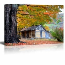 Canvas Prints Wall Art - Beautiful Cabin in Fall During Peak Season| Modern Home Deoration/Wall Decor Giclee Printing Wrapped Canvas Art Ready to Hang - 12" x 18"