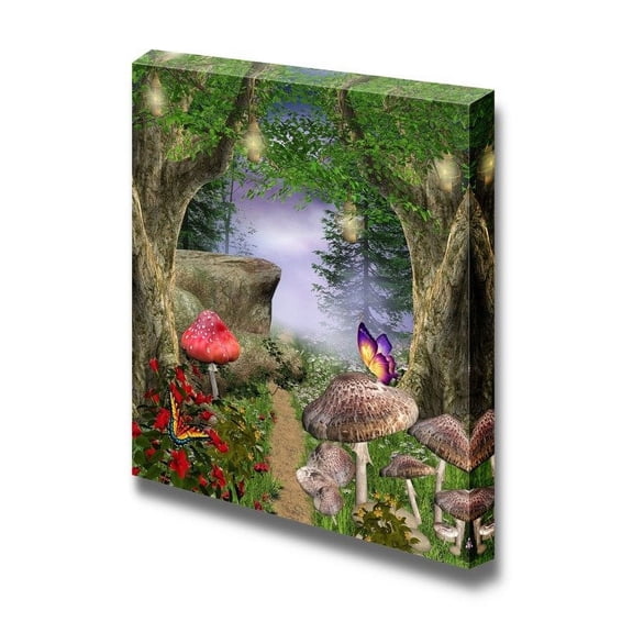 Canvas Prints Wall Art - Beautiful Forest Enchanted Pathway | Modern Wall Decor/Home Art Stretched Gallery Canvas Wraps Giclee Print & Ready to Hang - 16" x 16"