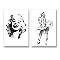 Canvas Prints Wall Art - Beautiful Marilyn Monroe Illustration - 16"x24" x 2 Panels