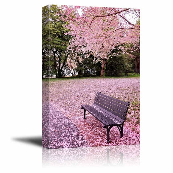 Canvas Prints Wall Art - Beautiful Scenery/Landscape of Cherry Blossom in Spring | Modern Wall Decor/Home Art Stretched Gallery Wraps Giclee Print &amp; Wood Framed. Ready to Hang - 24" x 16&quo