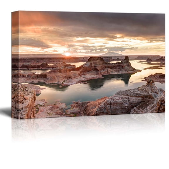 Canvas Prints Wall Art - Beautiful Scenery/Landscape Lake Powell View from Alstrom Point in Glen Canyon National Recreation Area Wall Decor Ready to Hang - 12" x 18"