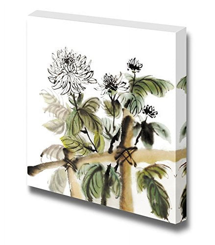 Canvas Prints Wall Art - Chinese Chrysanthemum Garden Ink Painting on ...
