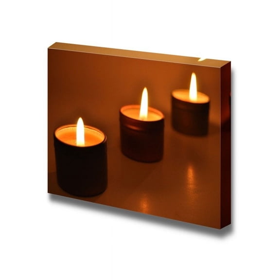 Canvas Prints Wall Art - Close Up of a Burning Candles in The Night | Modern Wall Decor/Home Decoration Stretched Gallery Canvas Wrap Giclee Print &amp; Ready to Hang - 32" x 48"