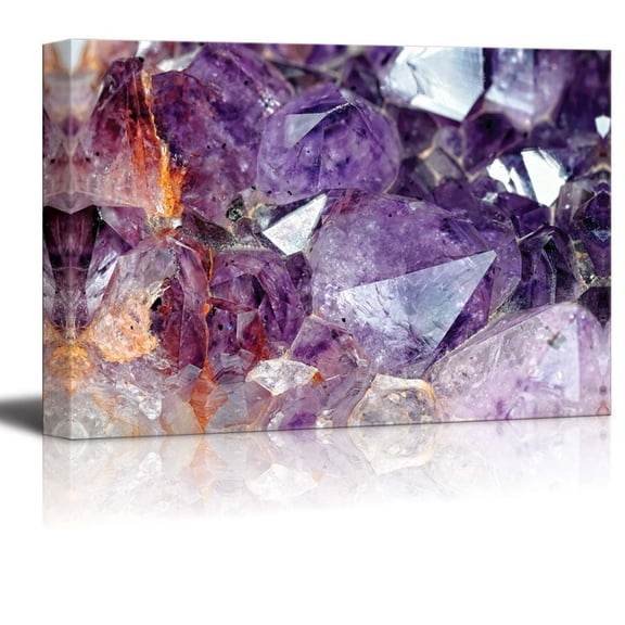 Canvas Prints Wall Art - Close-Up View to Raw Amethyst Crystals | Modern Wall Decor/Home Decoration Stretched Gallery Canvas Wrap Giclee Print & Ready to Hang - 32" x 48"
