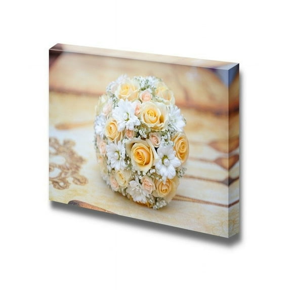 Canvas Prints Wall Art - Closeup of Beautiful Bridal Bouquet/Wedding Flower | Modern Wall Decor/Home Art Stretched Gallery Wraps Giclee Print & Wood Framed. Ready to Hang - 32" x 48"