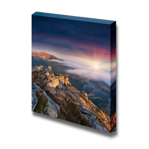 Canvas Prints Wall Art - Colorful Autumn Landscape in The Mountains at Sunrise Nature Beauty | Modern Wall Decor/Home Decoration Stretched Gallery Canvas Wrap Giclee Print & Ready to Hang - 16&qu