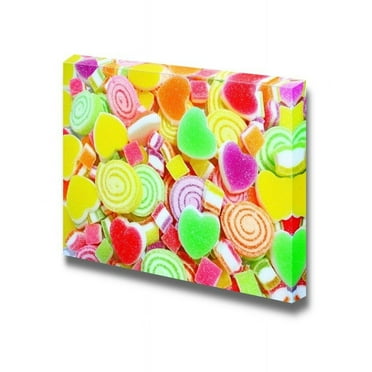 Canvas Prints Wall Art - Colorful Candy/Sweets on a Background | Modern Wall Decor/Home Decoration Stretched Gallery Canvas Wrap Giclee Print &amp; Ready to Hang - 12&quot; x 18&quot;