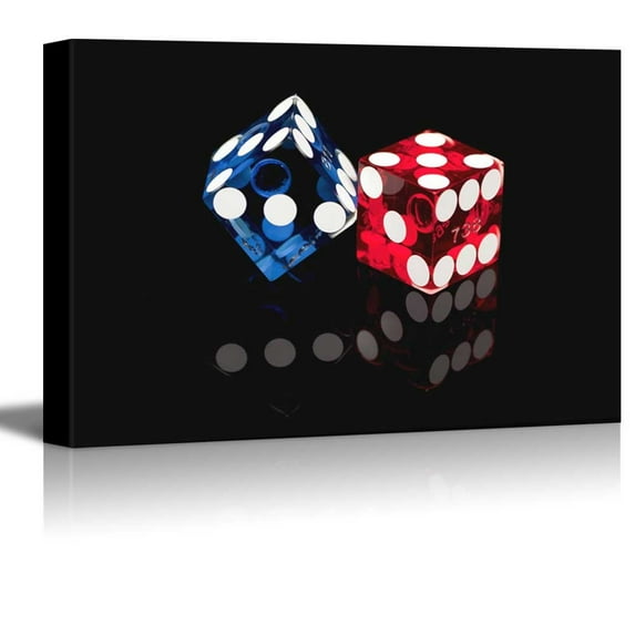 Canvas Prints Wall Art - Colorful Las Vegas Gaming Dice Casino Concept | Modern Wall Decor/Home Decoration Stretched Gallery Canvas Wrap Giclee Print & Ready to Hang - 12" x 18"