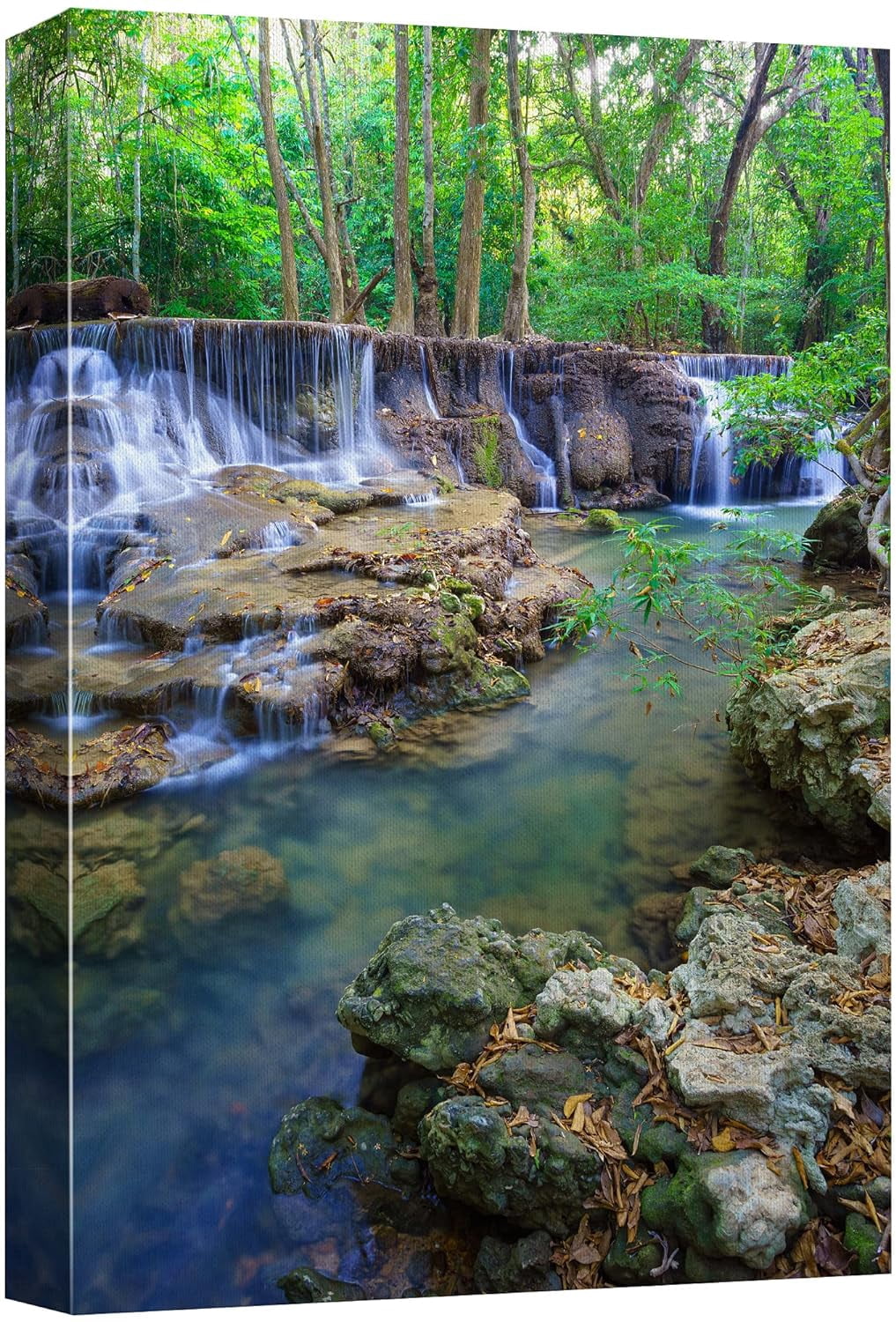 Canvas Prints Wall Art - Deep Forest Waterfall in Kanchanaburi Province ...