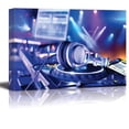 thumbnail image 1 of Canvas Prints Wall Art - Dj Mixer with Headphones at Nightclub | Modern Wall Decor/ Home Decor Stretched Gallery Wraps Giclee Print & Wood Framed. Ready to Hang - 12" x 18", 1 of 3