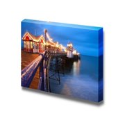 Canvas Prints Wall Art - Eastbourne Pier at Dusk/Night, East Sussex, UK | Modern Wall Decor/Home Art Stretched Gallery Canvas Wraps Giclee Print & Ready to Hang - 12" x 18"
