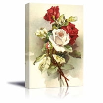 Canvas Prints Wall Art - Flowers Illustration with Rose - 12" x 18"