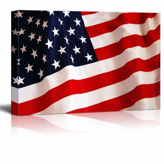 Canvas Prints Wall Art - Flying American Flag Patriotic Concept | Modern Wall Decor/Home Decoration Stretched Gallery Canvas Wrap Giclee Print & Ready to Hang - 32" x 48"