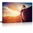 thumbnail image 1 of Canvas Prints Wall Art - Hikers Climbing on Rock Mountain at Sunset | Modern Home Deoration/Wall Decor Giclee Printing Wrapped Canvas Art Ready to Hang - 16" x 24", 1 of 3