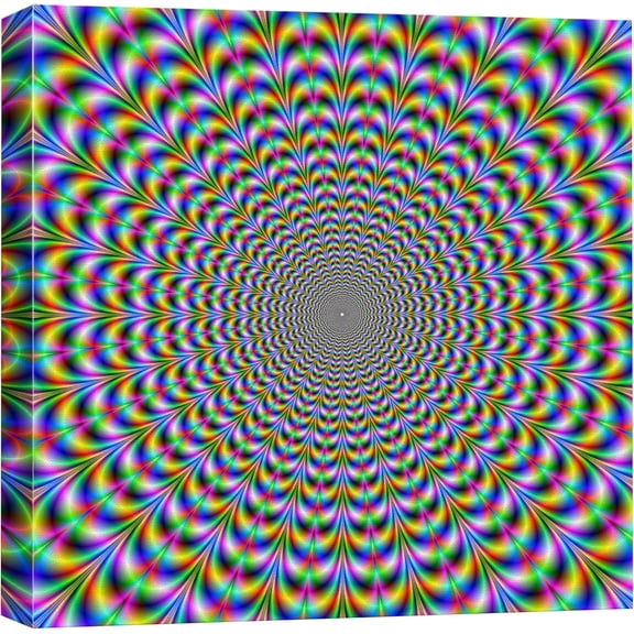 Canvas Prints Wall Art - Holographic Optical Illusion Spiral Rainbow | Modern Wall Decor/Home Decoration Stretched Gallery Canvas Wrap Giclee Print. Ready to Hang - 24" x 24"