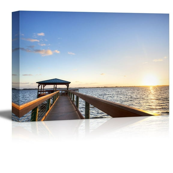 Canvas Prints Wall Art - Indian River in Florida at Sunrise | Modern Home Deoration/Wall Art Giclee Printing Wrapped Canvas Art Ready to Hang - 12" x 18"