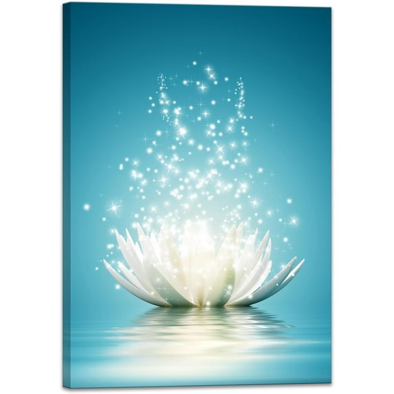 Canvas Prints Wall Art Lotus Flower Pictures Bathroom Decor Zen Painting Spa Photo Artwork Framed for Spiritual Meditation Yoga Room Ready to Hang 12 x 16inch