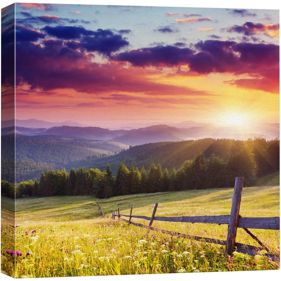 Canvas Prints Wall Art - Majestic Sunset in The Mountains Landscape, Beautiful Mountain Scenery | Modern Wall Decor/Home Art Stretched Gallery Canvas Wraps Giclee Print &amp; Ready to Hang - 12"