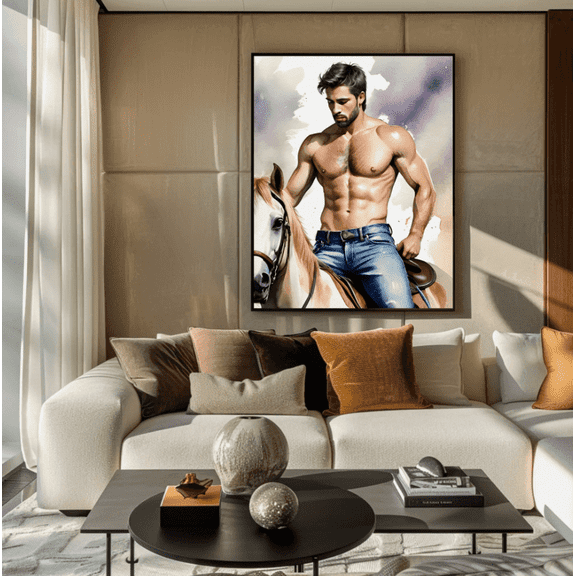 Canvas Wall Art Framed Canvas Print 12x18 Inch - Horse Cowboy-9