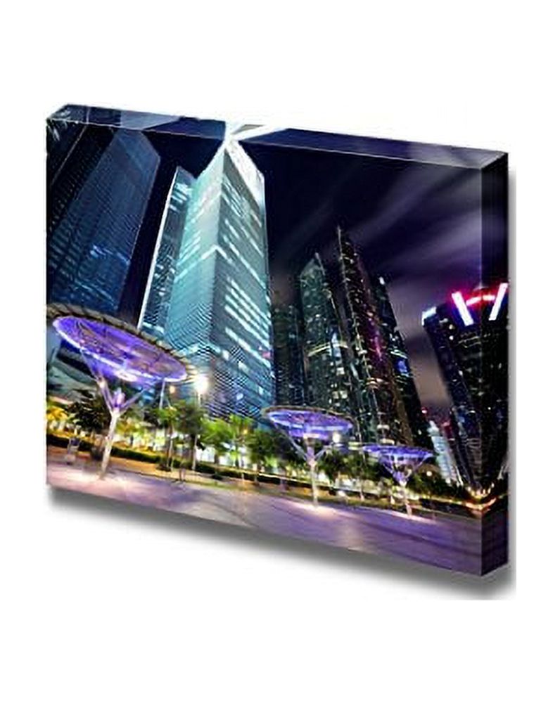 Canvas Prints Wall Art Singapore City at Dusk/Night Cityscape Photograph Modern Wall Decor