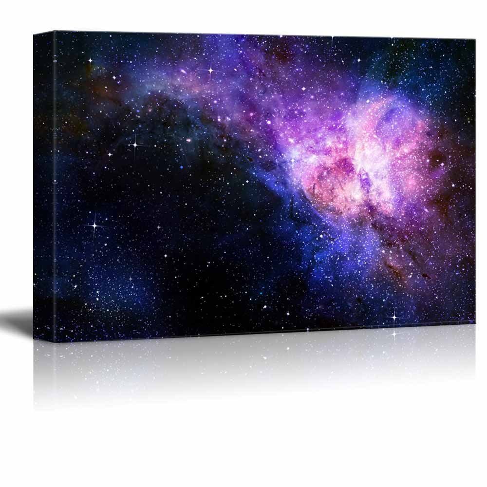 Canvas Prints Wall Art - Starry Deep Outer Space Nebua and Galaxy ...