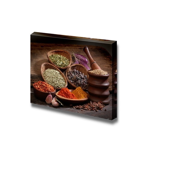 Canvas Prints Wall Art - Still Life Different Spices in Modern Wall Decor/Home Decoration Stretched Gallery Canvas Wrap Giclee Print &amp; Ready to Hang - 32" x 48"