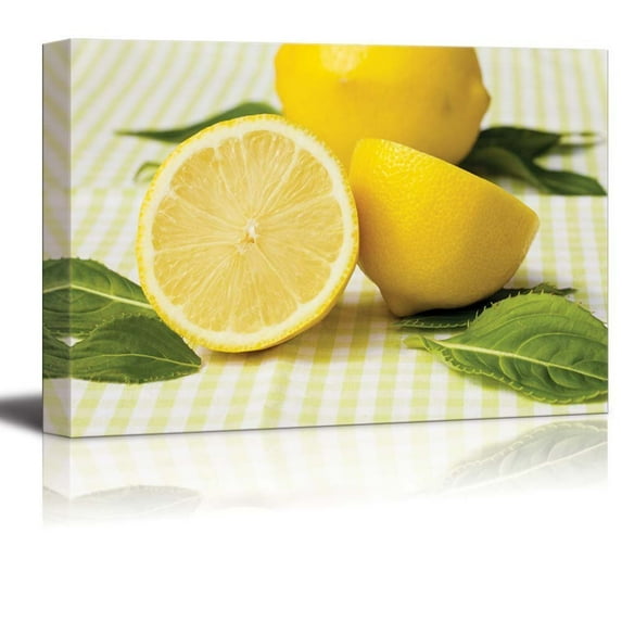 Canvas Prints Wall Art - Still Life Fresh/Natural Yellow Lemon | Modern Wall Decor/ Home Decor Stretched Gallery Canvas Wraps Giclee Print & Ready to Hang - 16" x 24"