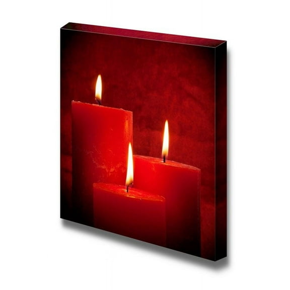 Canvas Prints Wall Art - Three Red Candles | Modern Wall Decor/Home Art Stretched Gallery Canvas Wraps Giclee Print &amp; Ready to Hang - 12" x 12"