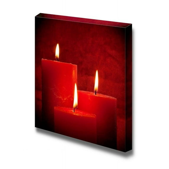 Canvas Prints Wall Art - Three Red Candles | Modern Wall Decor/Home Art Stretched Gallery Canvas Wraps Giclee Print & Ready to Hang - 16" x 16"