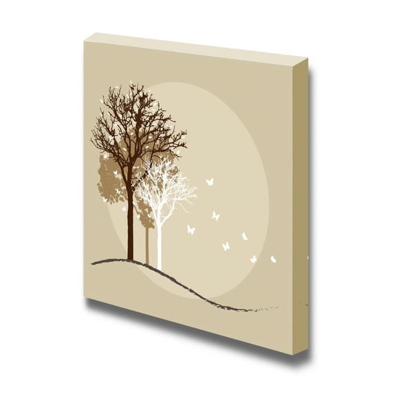 Canvas Prints Wall Art - Tree Silhouettes Illustration - 24" x 24"