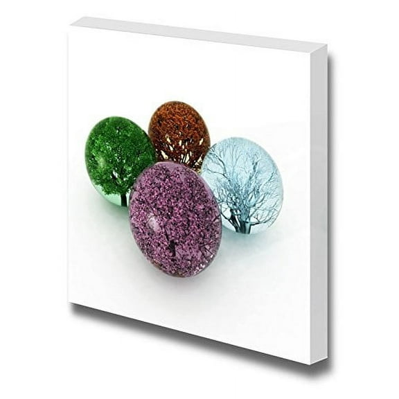 Canvas Prints Wall Art - Trees of Four Seasons in The Glass Drops | Modern Wall Decor/Home Art Gallery Wraps Giclee Print & Wood Framed. Ready to Hang - 12" x 12"