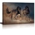 thumbnail image 1 of Canvas Prints Wall Art - Two Black Stallion Horse Run in Desert Dust Against Sunset Sky | Modern Wall Decor/Home Decoration Stretched Gallery Canvas Wrap Giclee Print &amp; Ready to Hang - 24" x, 1 of 4