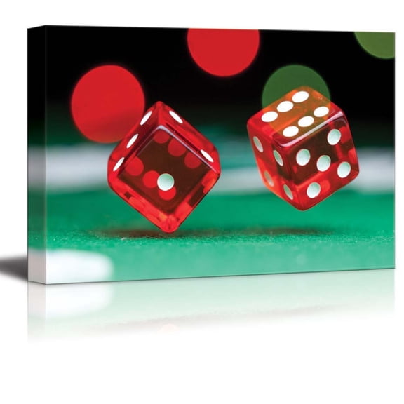 Canvas Prints Wall Art - Two Dice Casino Concept | Modern Wall Decor/Home Decoration Stretched Gallery Canvas Wrap Giclee Print &amp; Ready to Hang - 16" x 24"