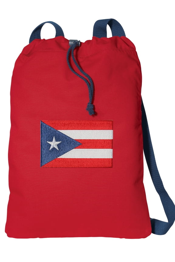 Canvas Puerto Rico Flag Drawstring Bag DELUXE Puerto Rico Backpack Cinch Pack for Him or Her