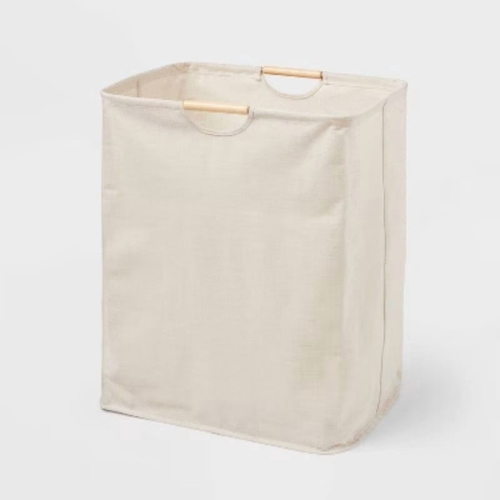 Canvas Rectangle Laundry Hamper - Beige, 80L Capacity, Open-Top, Multipurpose Clothes Sorter, No Assembly Required