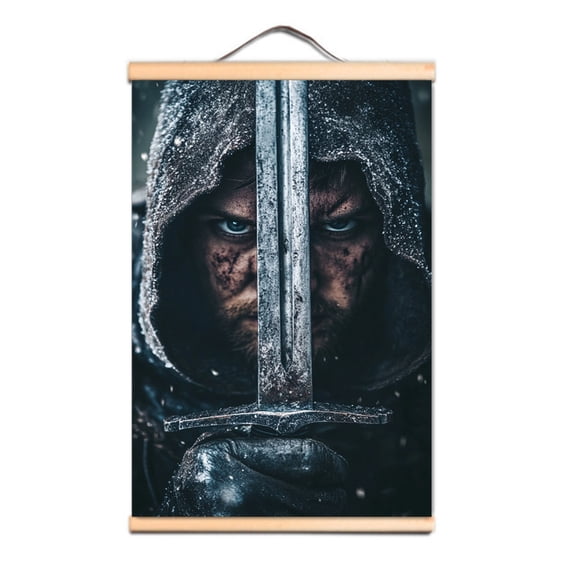 Canvas Scroll Painting Wall Charts of Crusader Warrior - Vintage Templar Knight Wall Art Posters and Prints Wall Hanging Flag for Room Dormitory Wall Decor Art 3,Multicolor,19.7X27.6 inches