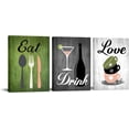 thumbnail image 1 of Canvas Set of 3 Green and Grey Modern Kitchen and Dining Room Wall Art Home Decor Abstract EAT DRINK LOVE Theme Canvas Prints Pictures Framed Artwork for Coffee Bar Restaurant Cafe Ready to Hang, 1 of 6