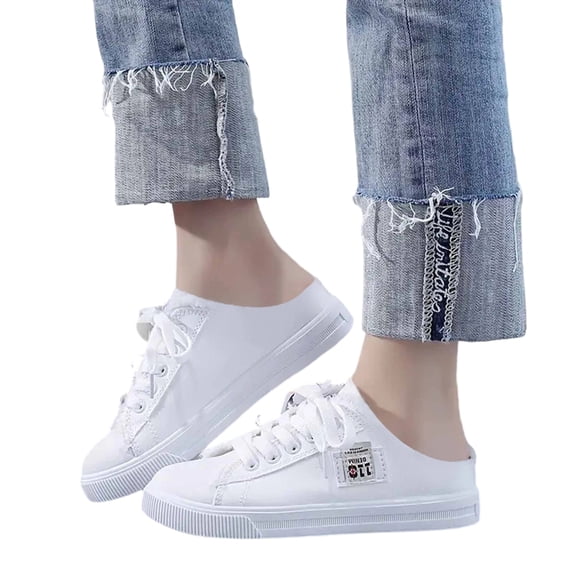 Canvas Shoes Women's Fashion Sneaker Comfortable Casual Tennis Shoes Low Top Walking Shoes White 38