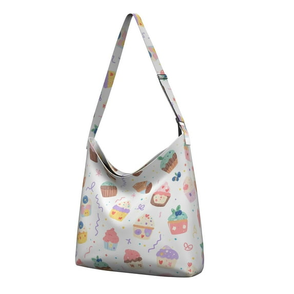 Canvas Shopping Bag for Women Ice Cream (4) Crossbody Handbag Casual Tote for College Work Travel Shopping Canvas Tote Bag