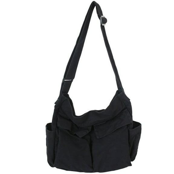 UKCOCO Utility Tote Canvas Shoulder Bag Women Black Canvas 1Pcs