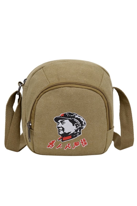 Canvas Shoulder Bag Red Star Crossbody Military Style Satchel Army Messenger Bag Vintage Chinese Inspired Unisex