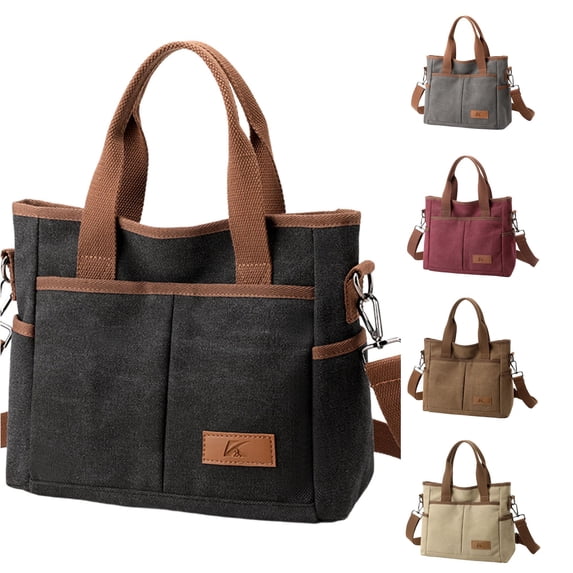 Canvas Shoulder Bag Women's Handbag Large Capacity Shoulder Bag Casual Handbag Multifunctional Tote Bag Carry Bag For Shopper Work Travel Gray Messenger