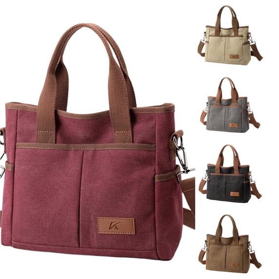Canvas Shoulder Bag Women's Handbag Large Capacity Shoulder Bag Casual Handbag Multifunctional Tote Bag Carry Bag For Shopper Work Travel Gray Messenger