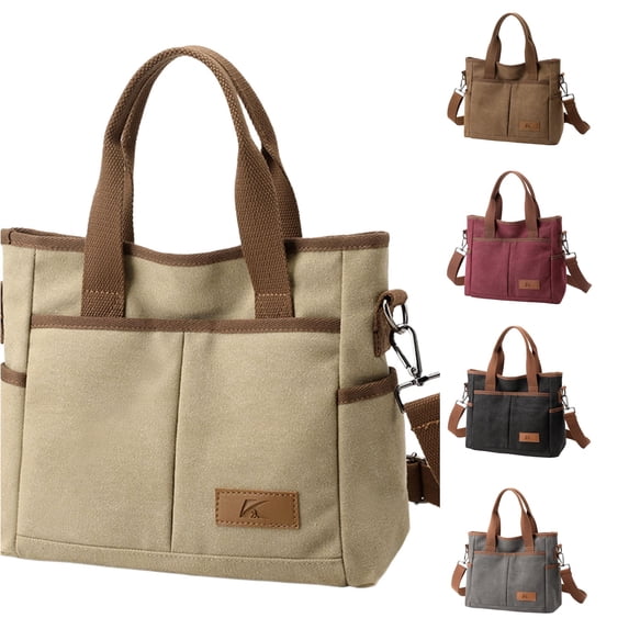 Canvas Shoulder Bag Women's Handbag Large Capacity Shoulder Bag Casual Handbag Multifunctional Tote Bag Carry Bag For Shopper Work Travel Gray Messenger