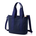 thumbnail image 1 of Canvas Shoulder Tote Bag for Women with Detachable Crossbody Strap, Casual Handbag with Top Handle and Multi Pockets, Everyday Bag for Work Travel Shopping, Dark Blue, 1 of 7