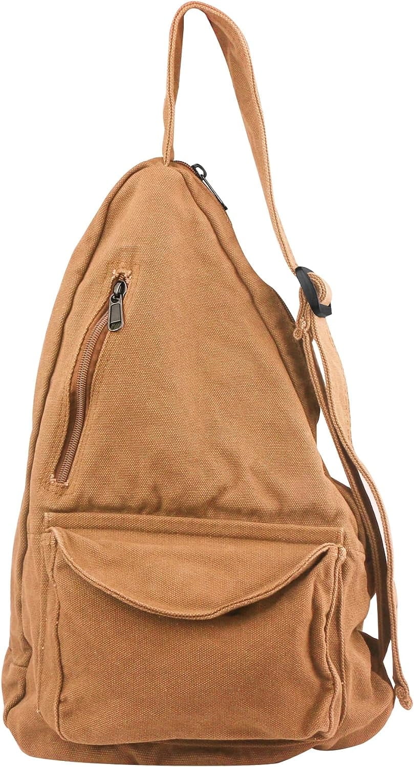 Canvas Sling Crossbody Bag for Women Men, Daypack Sling Bags Travel Casual Hiking Small Chest Shoulder Purse Bag Outdoor(470/White)