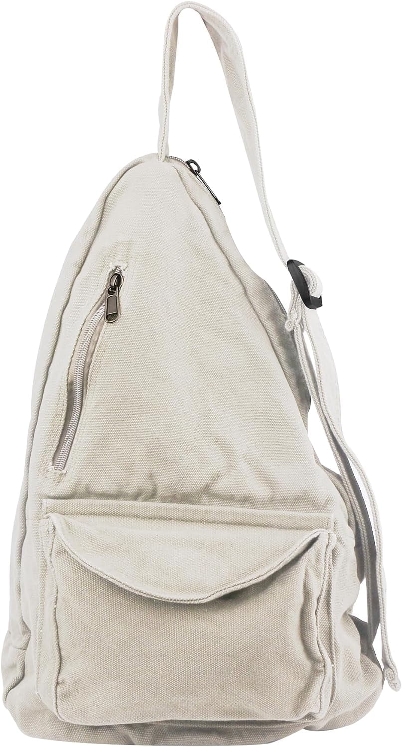 Canvas Sling Crossbody Bag for Women Men, Daypack Sling Bags Travel Casual Hiking Small Chest Shoulder Purse Bag Outdoor(470/White)